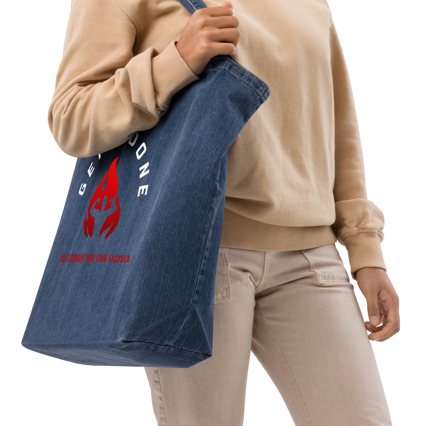 Organic denim tote bag
