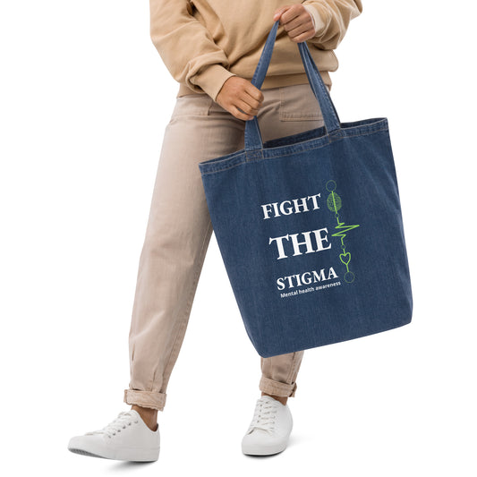 Organic denim tote bag "Fight The Stigma"